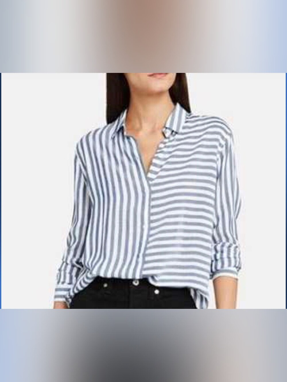 Rails Navy and White Vertical Stripe Bonnie Button-Down Shirt Xsmall